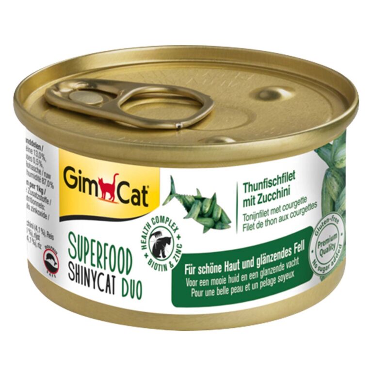 Günstig GimCat Superfood ShinyCat Duo Thunfischfilet mit Zucchini 24x70g i mPreisvergleich in unserem Onlineshop auf Hundeliebe-shop.de kaufen.