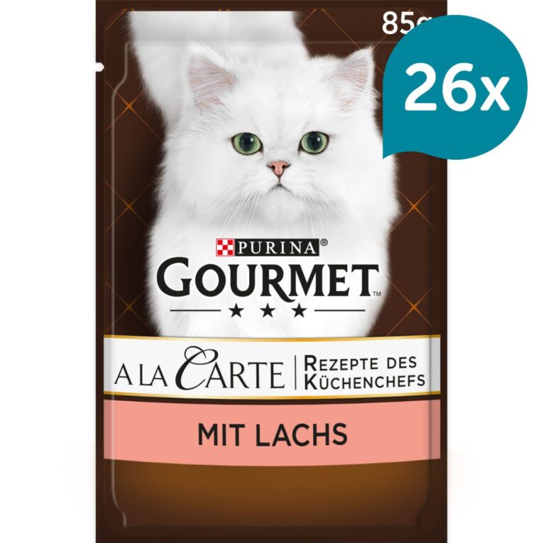 Günstig GOURMET A la Carte Lachs & Gemüse 26x85g i mPreisvergleich in unserem Onlineshop auf Hundeliebe-shop.de kaufen.