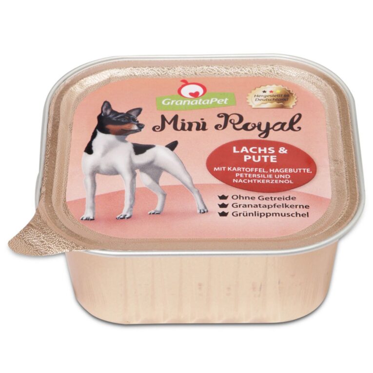 Günstig GranataPet Mini Royal Lachs und Pute 22x150g i mPreisvergleich in unserem Onlineshop auf Hundeliebe-shop.de kaufen.