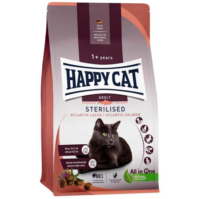 Günstig Happy Cat Sterilised Adult Atlantik Lachs 2x10kg i mPreisvergleich in unserem Onlineshop auf Hundeliebe-shop.de kaufen.