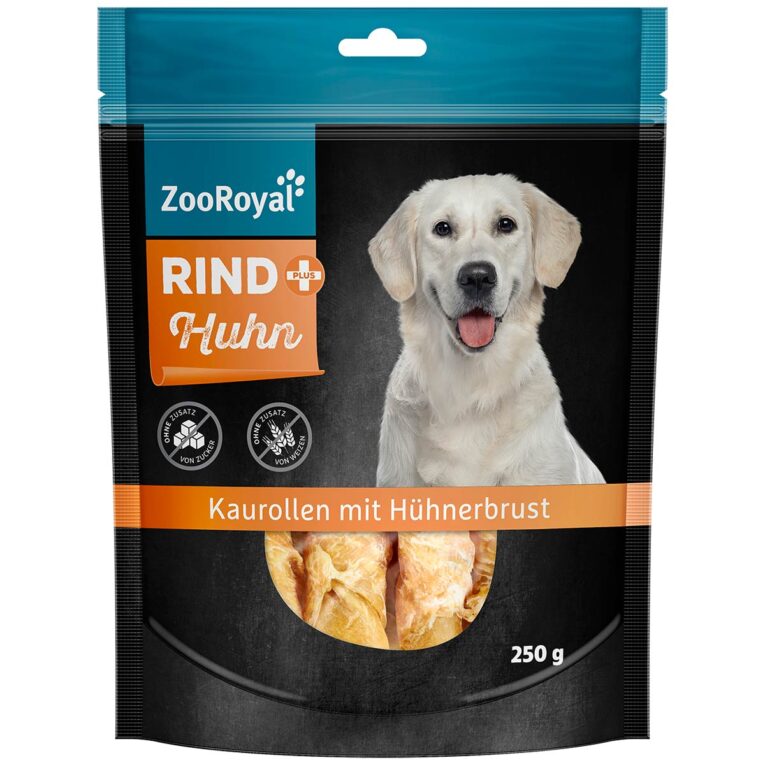 Günstig ZooRoyal Rind+ Kaurollen mit Hühnerbrust 3x250g i mPreisvergleich in unserem Onlineshop auf Hundeliebe-shop.de kaufen.