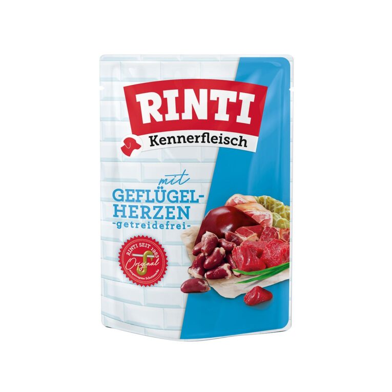 Günstig Rinti Kennerfleisch mit Geflügelherzen Pouch 10x400g i mPreisvergleich in unserem Onlineshop auf Hundeliebe-shop.de kaufen.