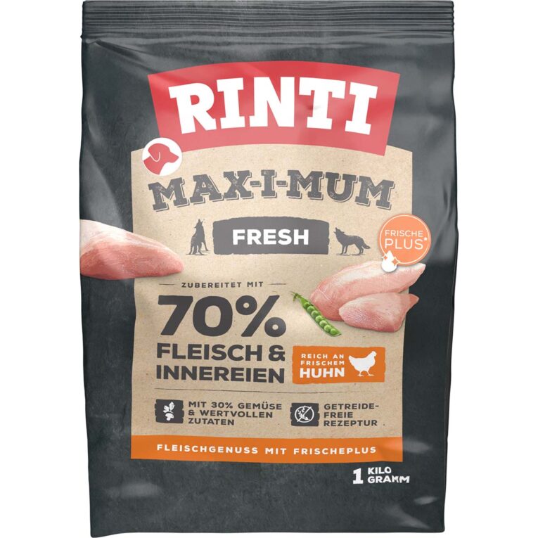 Günstig Rinti Max-i-Mum Huhn 1 kg i mPreisvergleich in unserem Onlineshop auf Hundeliebe-shop.de kaufen.