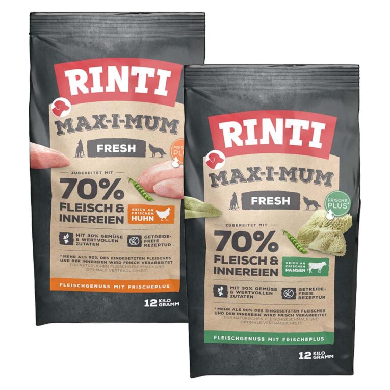 Günstig Rinti Max-i-Mum Huhn und Pansen Mixpaket 2x12kg i mPreisvergleich in unserem Onlineshop auf Hundeliebe-shop.de kaufen.