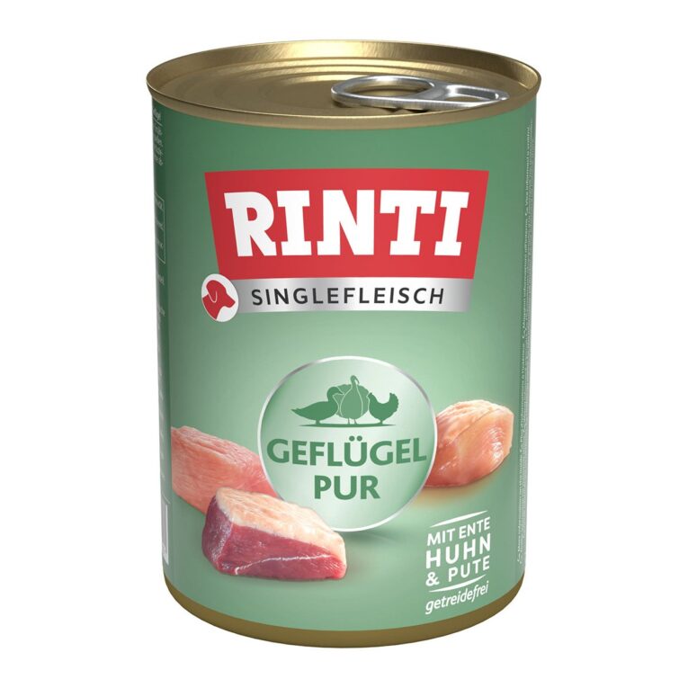 Günstig Rinti Singlefleisch Exclusive Geflügel pur 24x400g i mPreisvergleich in unserem Onlineshop auf Hundeliebe-shop.de kaufen.