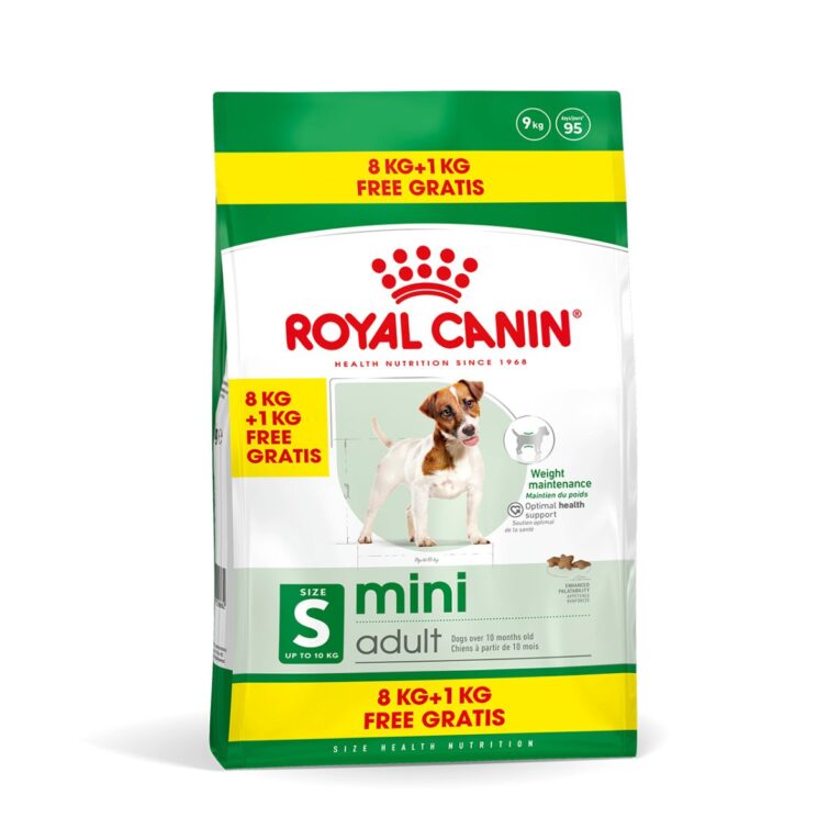 Günstig ROYAL CANIN SIZE HEALTH Nutrition Mini Adult 8+1kg OF i mPreisvergleich in unserem Onlineshop auf Hundeliebe-shop.de kaufen.