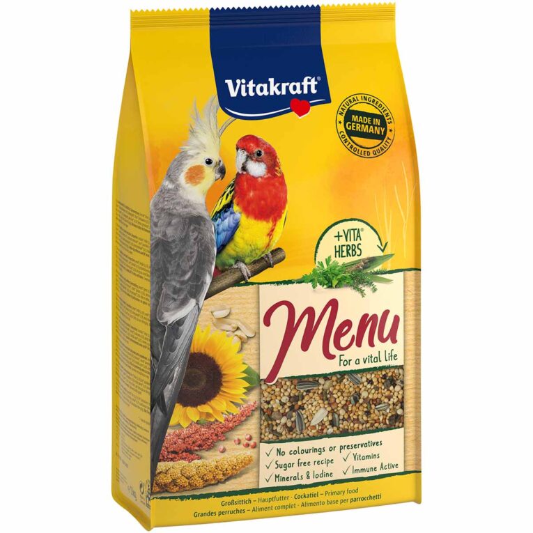 Günstig Vitakraft Premium Menü Großsittiche 5x1kg i mPreisvergleich in unserem Onlineshop auf Hundeliebe-shop.de kaufen.