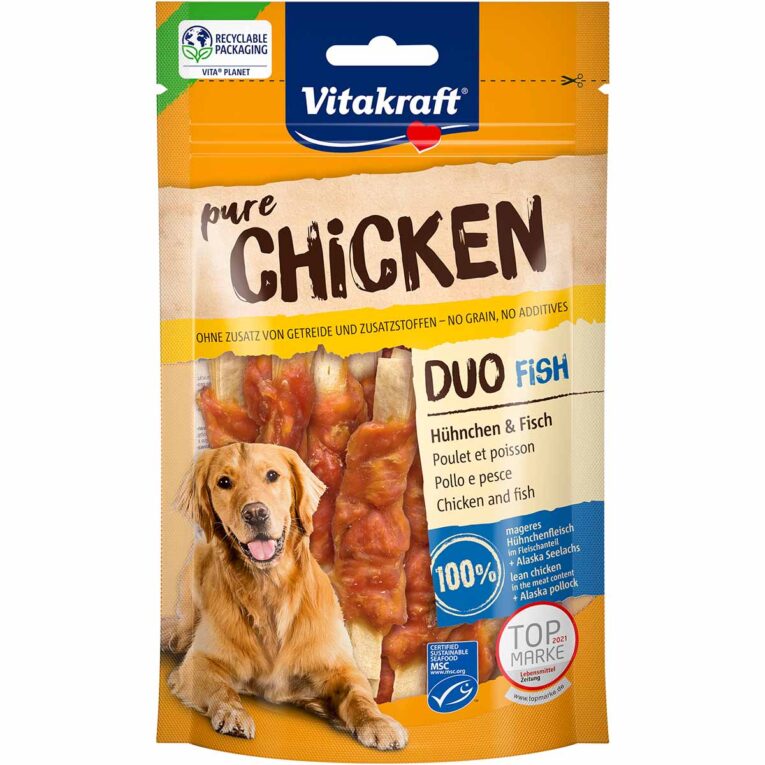 Günstig Vitakraft CHICKEN Duo Hühnchen & Fisch MSC 3x80g i mPreisvergleich in unserem Onlineshop auf Hundeliebe-shop.de kaufen.