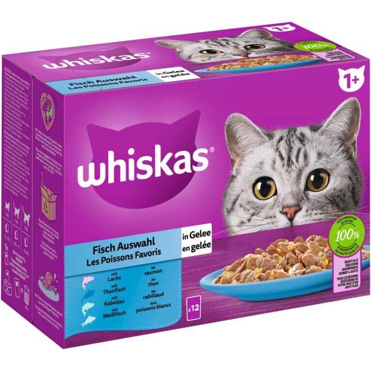 Günstig Whiskas Multipack 1+ Fisch Auswahl Gelee 12x85g i mPreisvergleich in unserem Onlineshop auf Hundeliebe-shop.de kaufen.