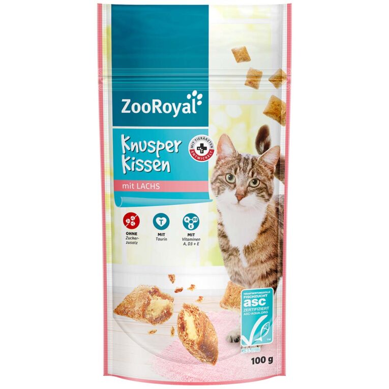 Günstig ZooRoyal Knusperkissen mit ASC Lachs 4x100g i mPreisvergleich in unserem Onlineshop auf Hundeliebe-shop.de kaufen.