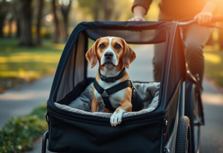 dog in bike trailer how to get him used to it bit